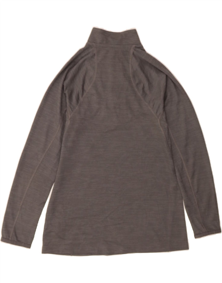 ADIDAS Womens Zip Neck Pullover Tracksuit Top UK 12/14 Medium Grey Flecked Vintage Adidas and Second-Hand Adidas from Messina Hembry 