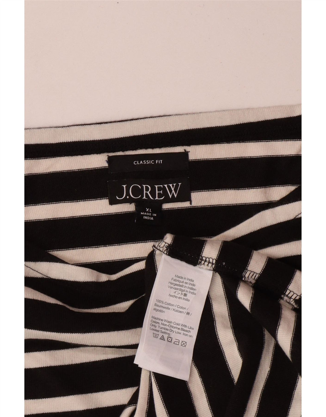 J. CREW Top feminino de ajuste clássico manga 3/4 Reino Unido 18 XL algodão listrado preto