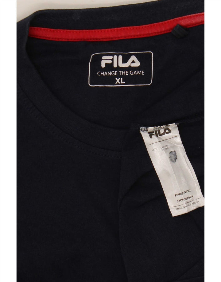 Fila Mens Top Manga Longa XL Azul Marinho Algodão