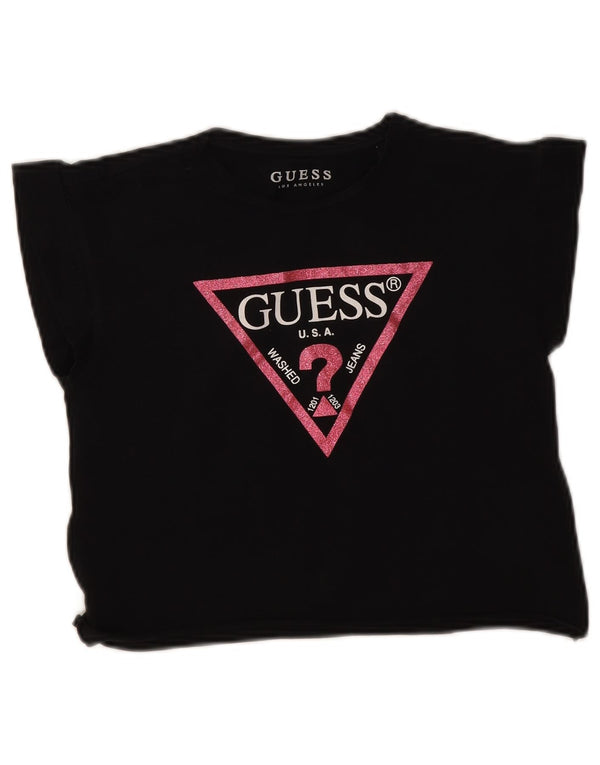 Camiseta feminina Guess com estampa gráfica UK 12 algodão preto médio