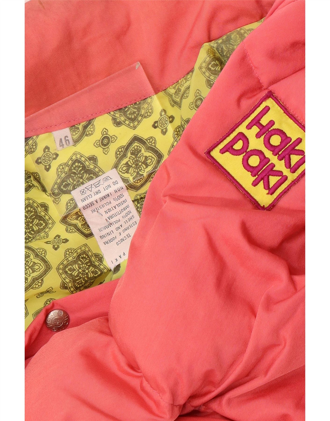 Jaqueta acolchoada masculina vintage de ajuste solto IT 46 pequena poliamida floral rosa
