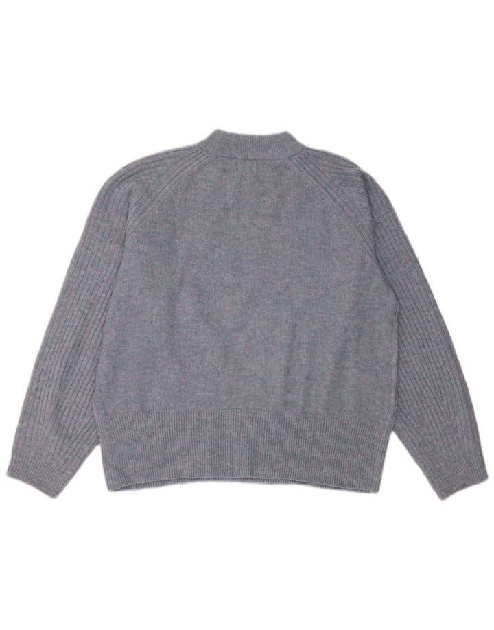 Suéter feminino Marks & Spencer com gola tartaruga Reino Unido 14 médio azul manchado