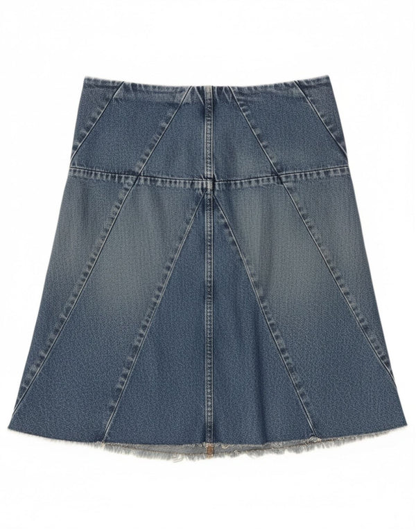 Saia jeans feminina Nautica EUA 6 médio W30 algodão azul