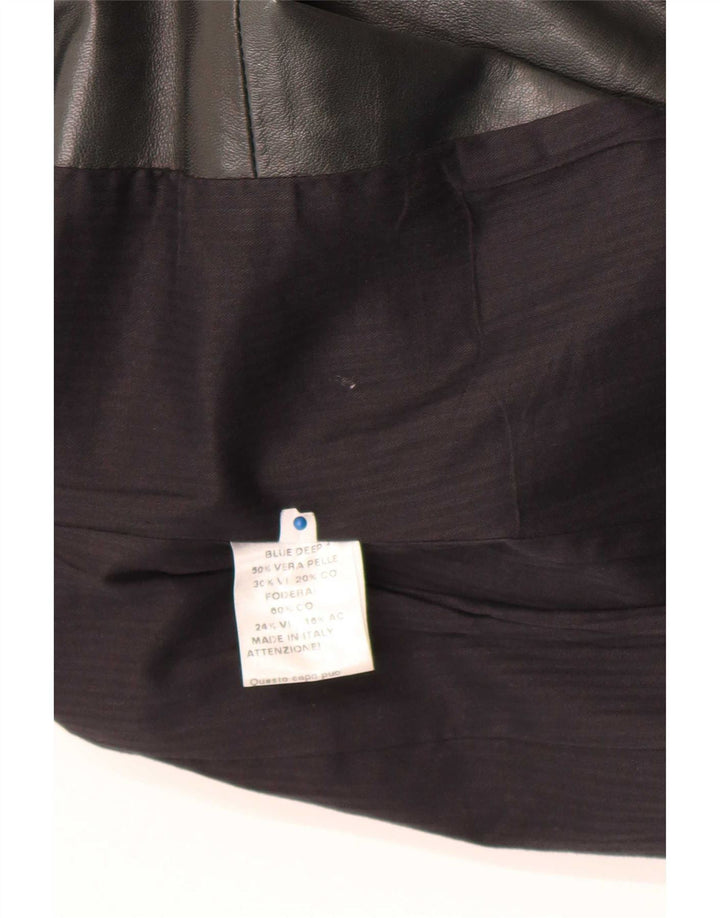 Jaqueta de couro feminina vintage IT 40 couro verde pequeno