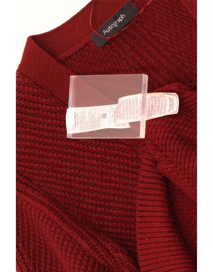 Suéter feminino Marks & Spencer Autograph Cardigan Reino Unido 12 viscose vermelha média