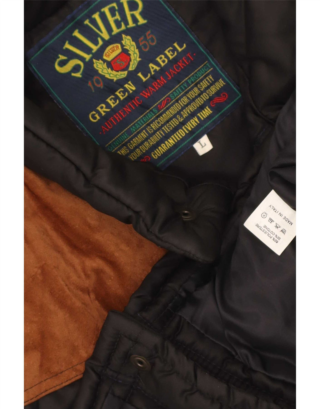Vintage Mens acolchoado Gilet UK 40 grande poliéster preto Colourblock