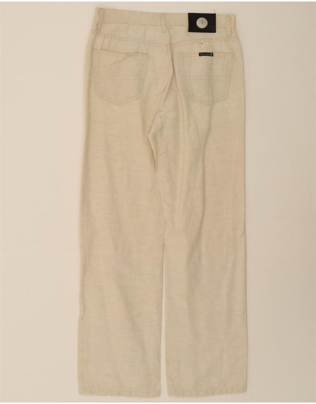 TRUSSARDI Womens Straight Casual Trousers W31 L30 Beige Cotton Vintage Trussardi and Second-Hand Trussardi from Messina Hembry 