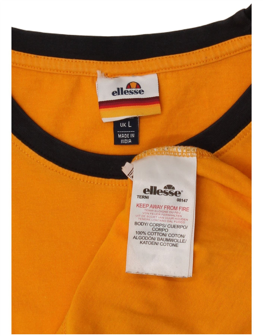 Camiseta masculina Ellesse com estampa gráfica grande de algodão laranja