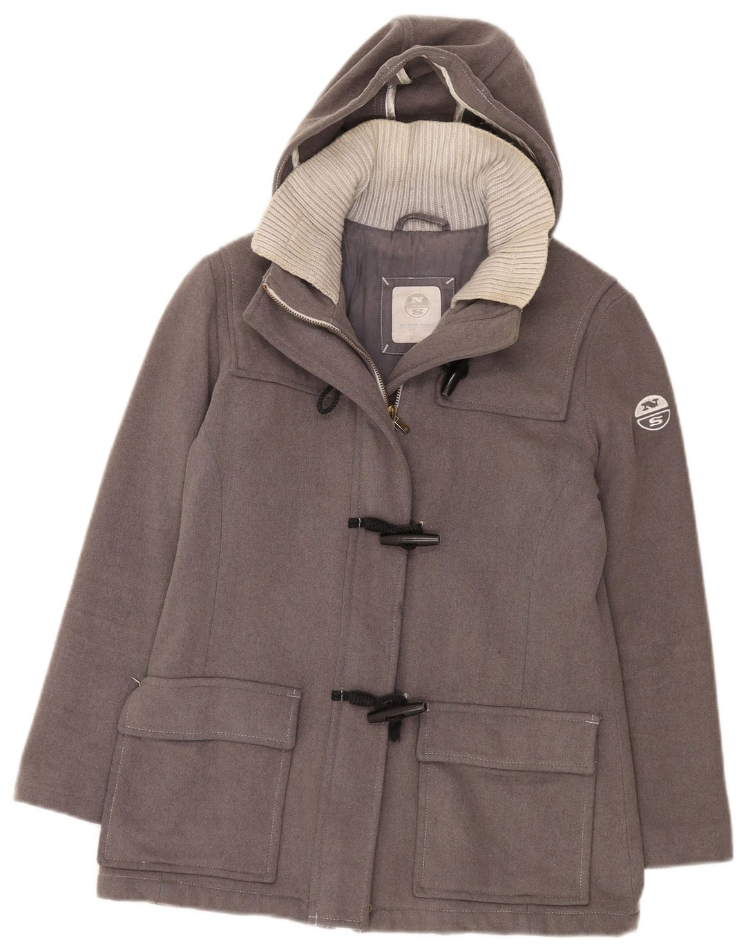 Jaqueta feminina com capuz North Sails UK 10 pequena lã cinza