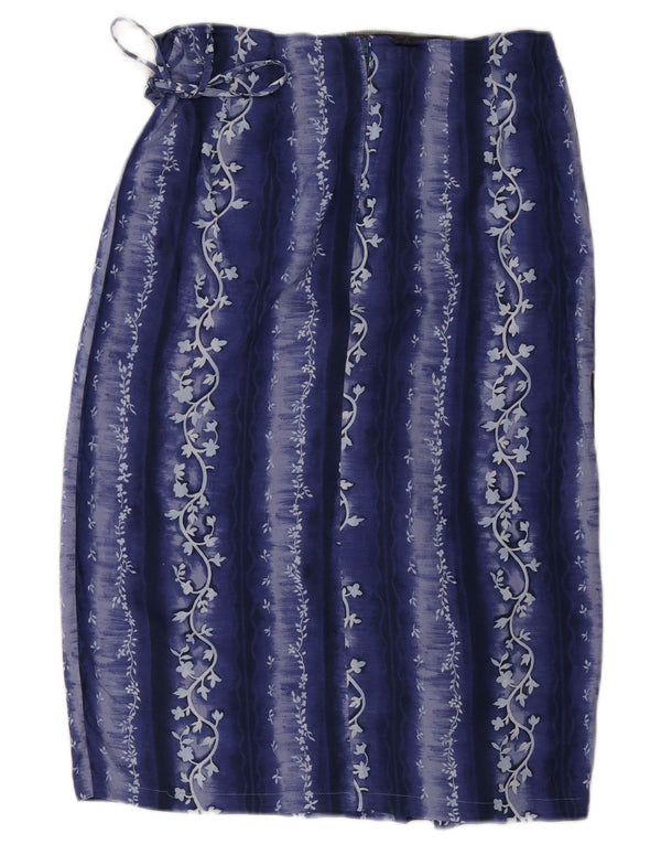 Saia feminina vintage UK 18 XL W30 azul floral