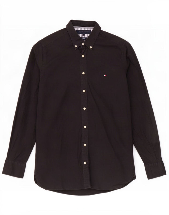Tommy Hilfiger Camisa Stretch Masculina Médio Algodão Preto