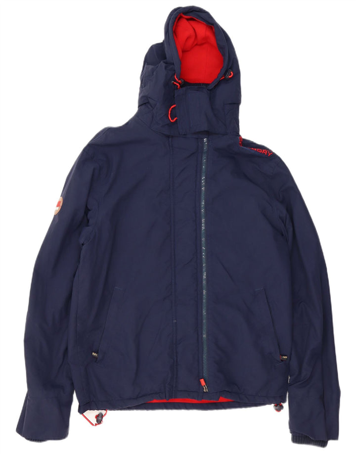 Jaqueta corta-vento masculina SUPERDRY com capuz e capuz Reino Unido 38 azul marinho médio