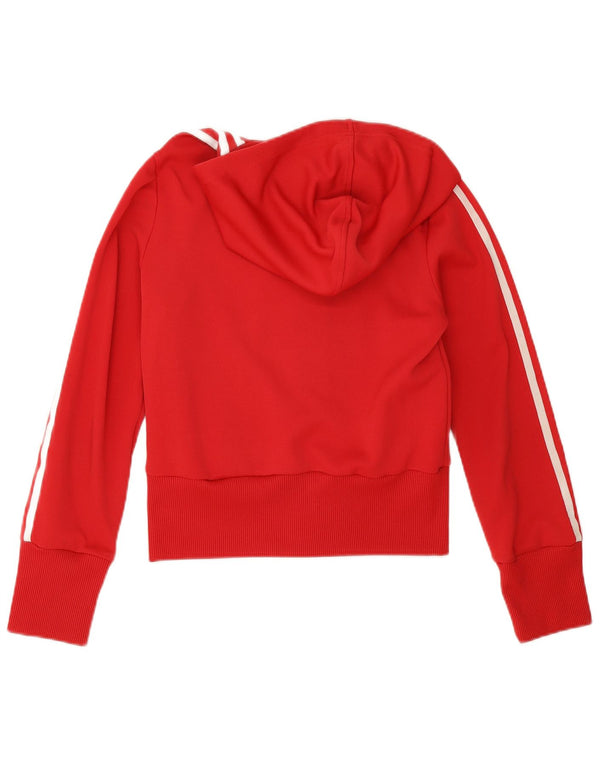 Adidas Womens Zip Hoodie Sweater UK 10 Pequeno Poliéster Vermelho