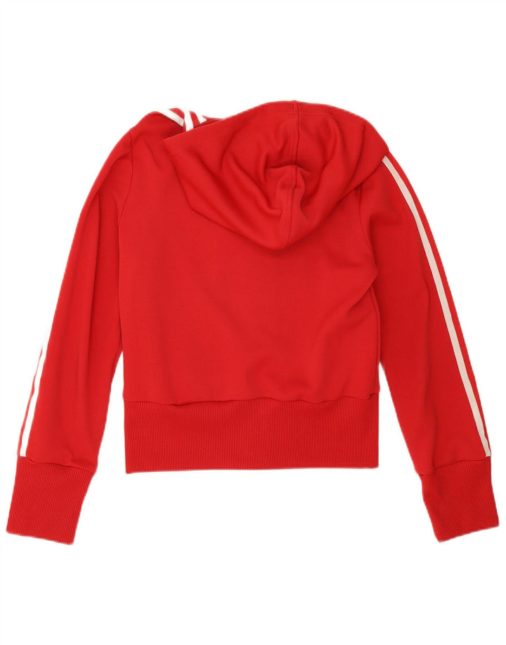 Adidas Womens Zip Hoodie Sweater UK 10 Pequeno Poliéster Vermelho