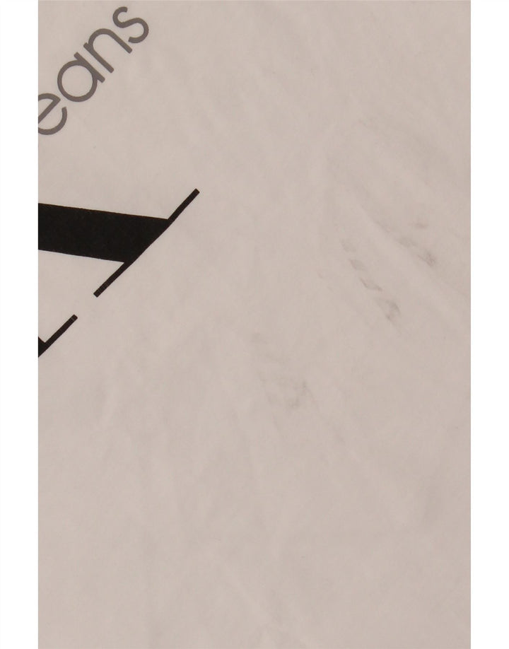 Camiseta masculina CALVIN KLEIN JEANS com estampa gráfica pequena de algodão branco