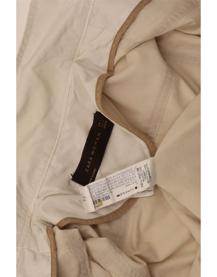 Jaqueta utilitária feminina Zara UK 14 grande poliéster branco