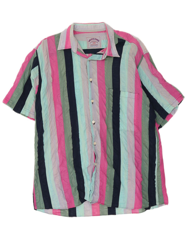 Camisa masculina de manga curta Weekend média listrada multicolorida