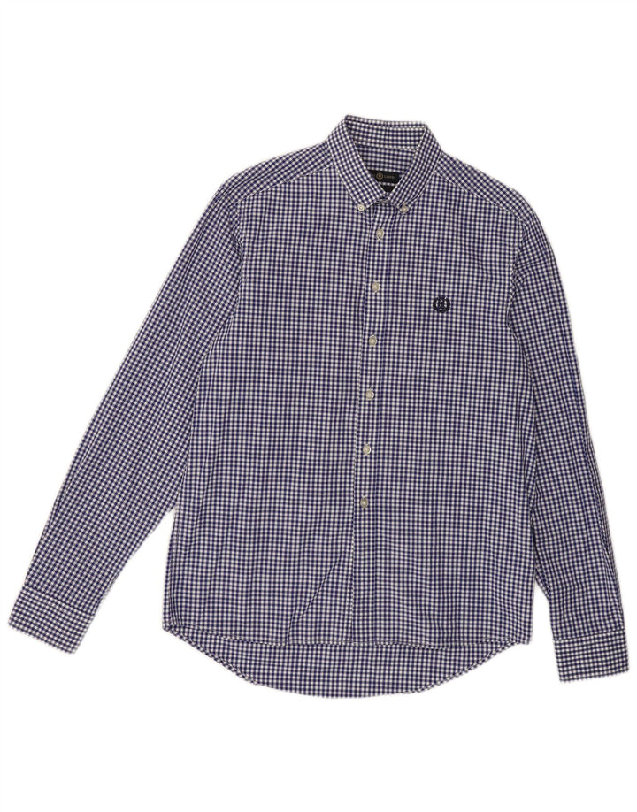 Camisa masculina HENRI LLOYD de ajuste regular pequeno algodão guingão azul