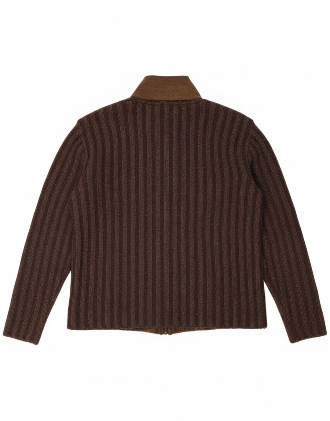 Suéter cardigã masculino vintage IT 50 algodão colorblock marrom médio