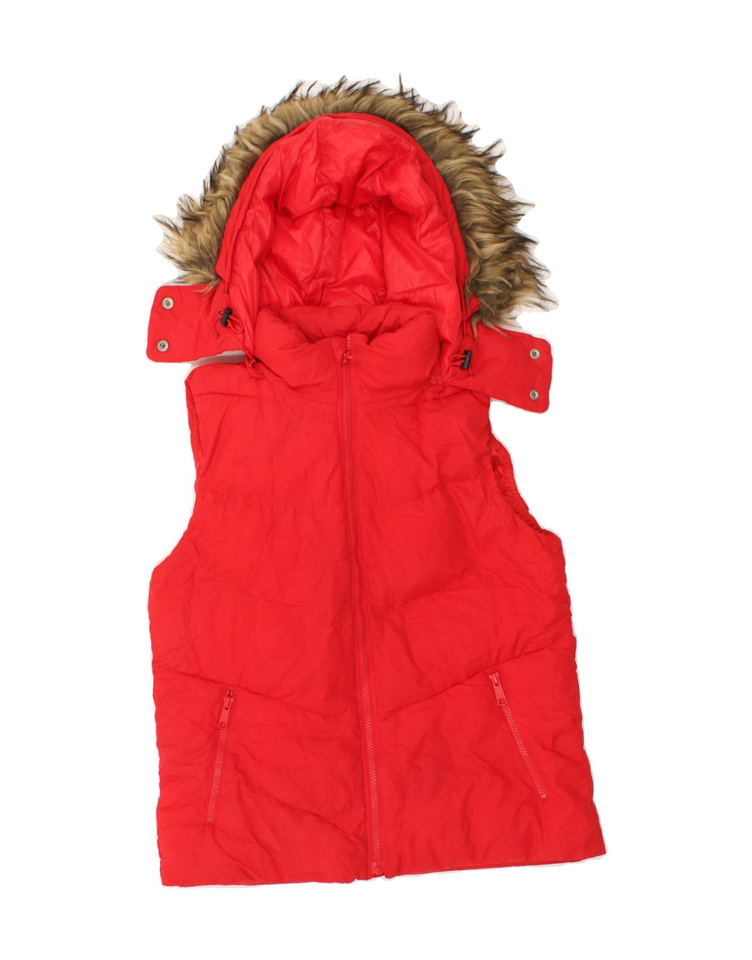 GAP Womens Hooded Padded Gilet UK 14 Medium Red Acrylic Vintage Gap and Second-Hand Gap from Messina Hembry 