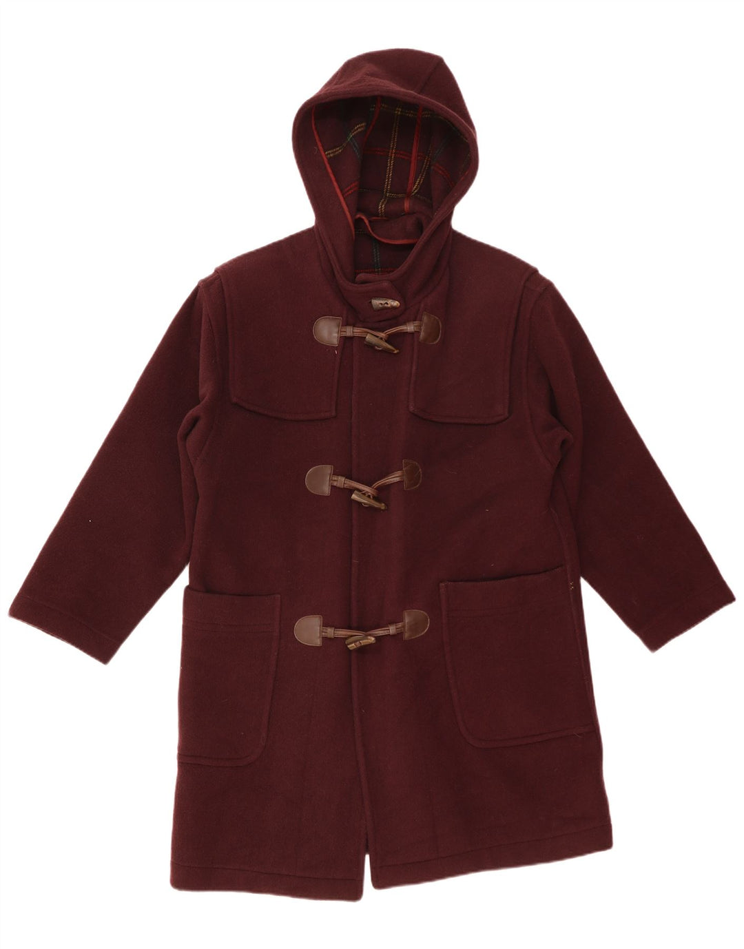 Casaco Duffle Masculino Merlet com Capuz EU 46 Lã Virgem Pequena Borgonha