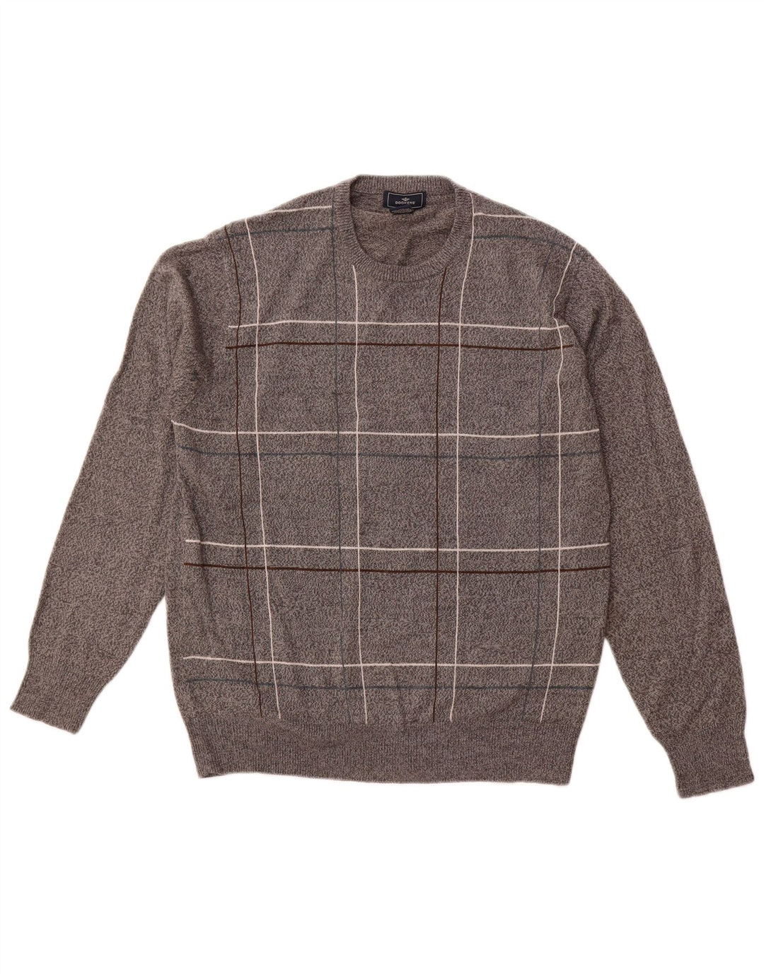 Suéter masculino DOCKERS com gola redonda e acrílico xadrez cinza médio