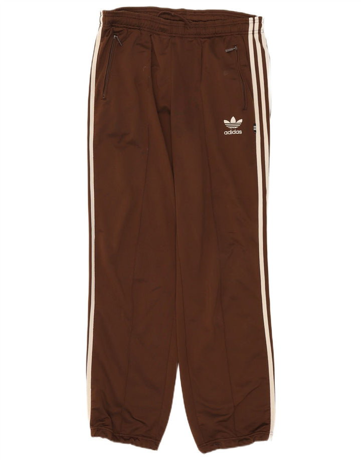 Calça de treino masculina Adidas Joggers UK 38/40 poliéster marrom médio