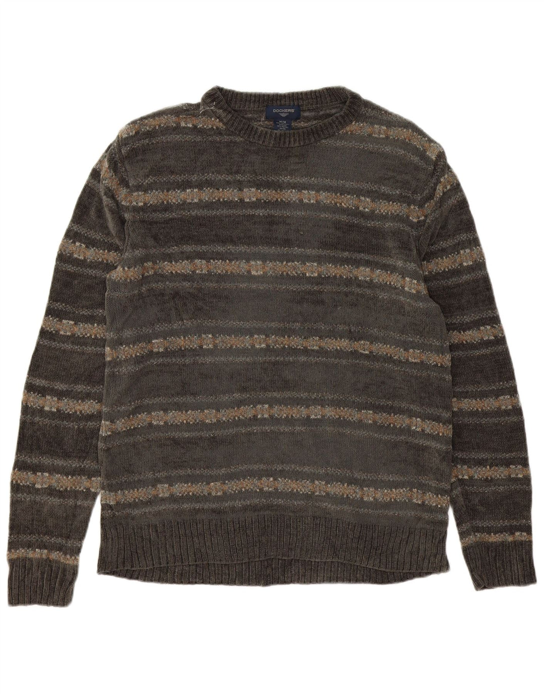 Suéter masculino Dockers com gola redonda cinza médio Fair Isle Acrílico