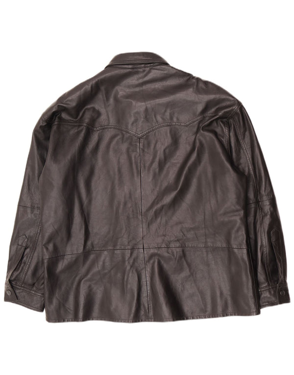 Jaqueta de couro oversized feminina vintage EU 40 médio preto