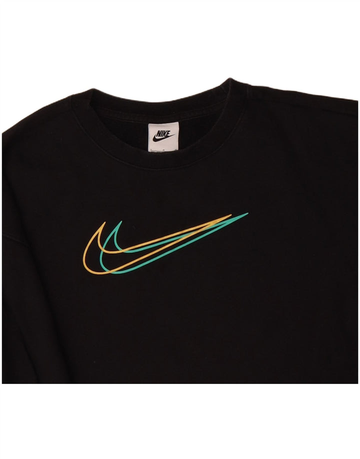 NIKE Womens Graphic Sweatshirt Jumper UK 14 Large Black Cotton