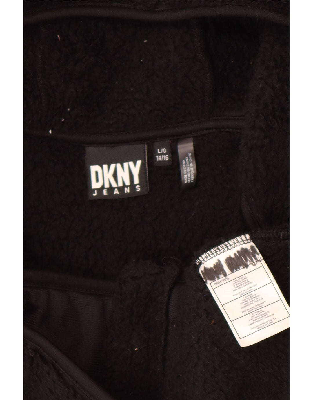 Jaqueta Dkny Girls Fleece 14-15 Anos Grande Poliéster Preto
