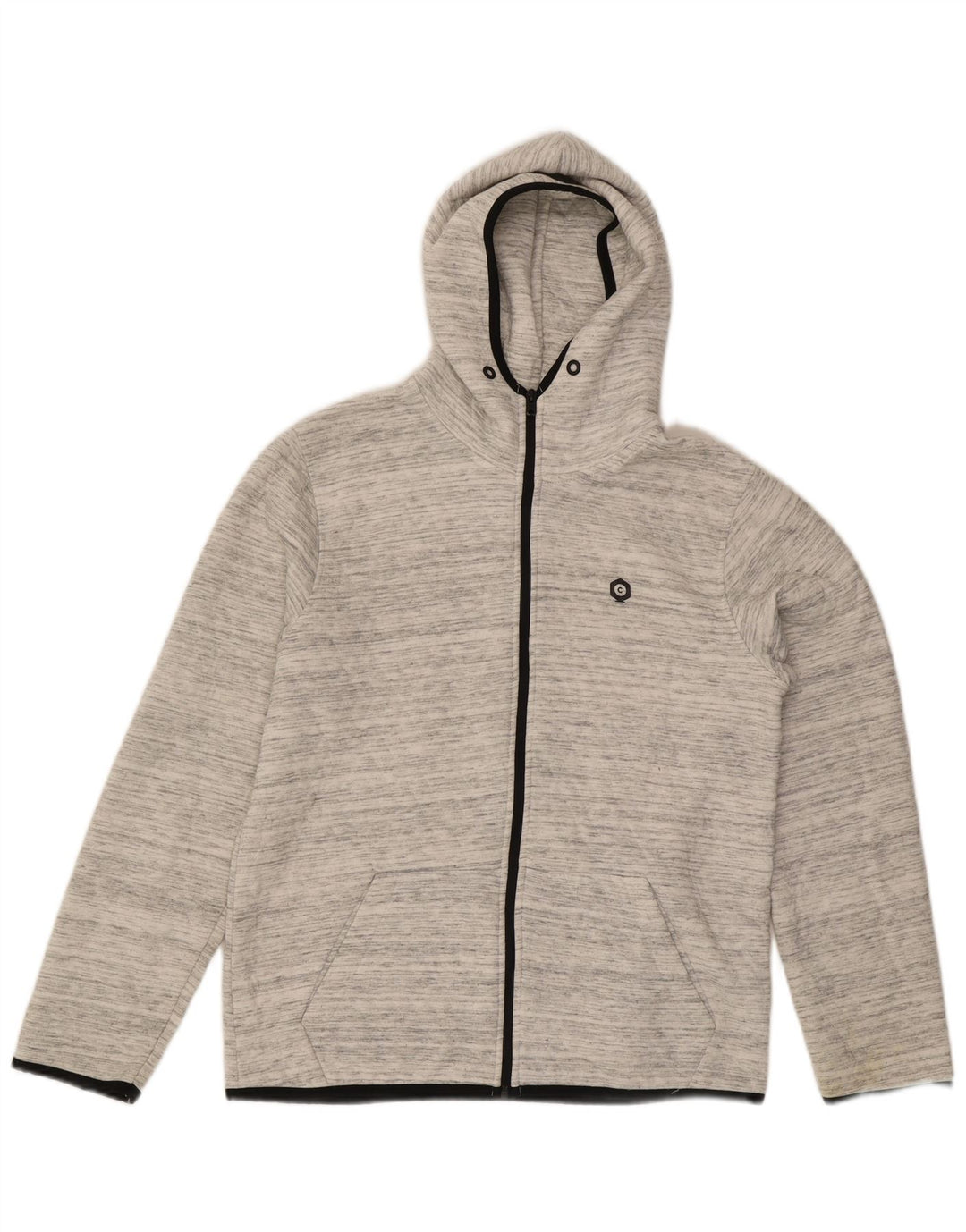 Suéter masculino com capuz e zíper JACK & JONES algodão listrado cinza médio