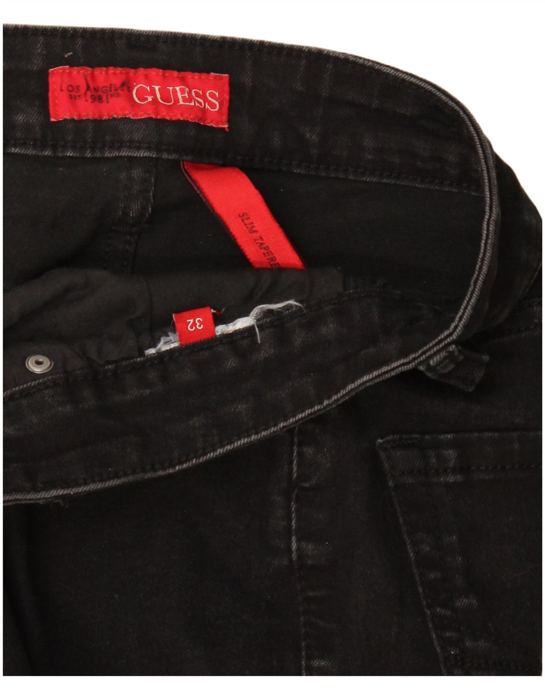 Calça jeans feminina Guess Slim Tapered W32 L27 preta