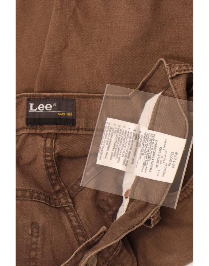 Lee Mens Straight Jeans W32 L34 Marrom Algodão