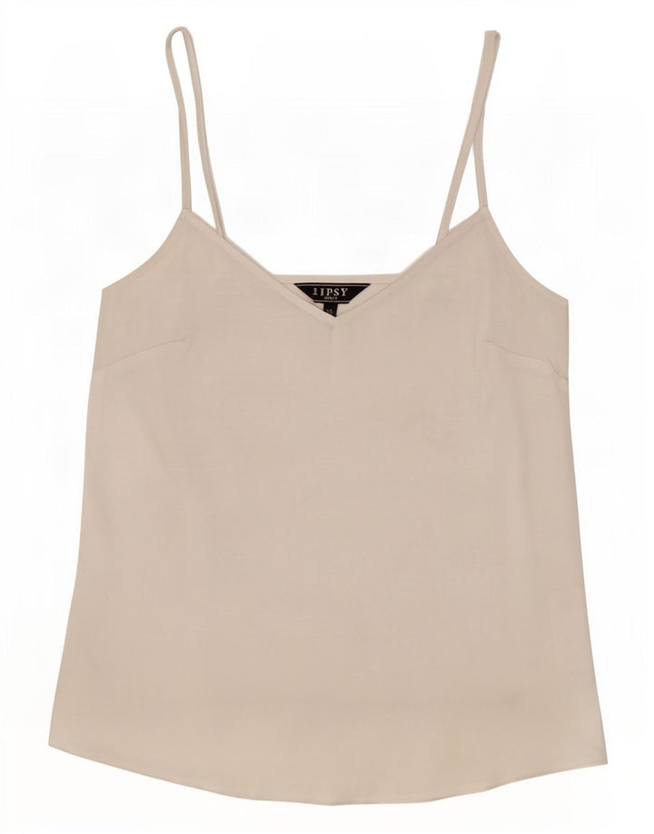 Lipsy Womens Cami Top UK 8 Pequeno Poliéster Branco