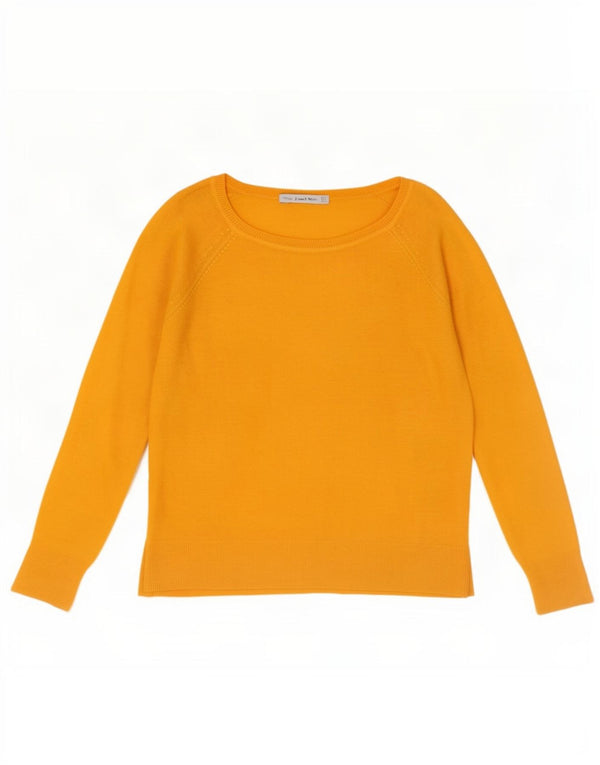 Suéter feminino Zara com gola canoa oversized UK 10 pequeno laranja
