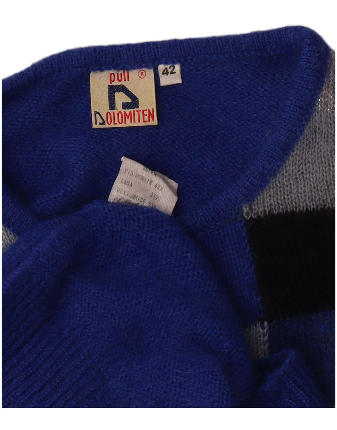 Suéter feminino Dolomiten com gola canoa IT 42 médio azul xadrez mohair