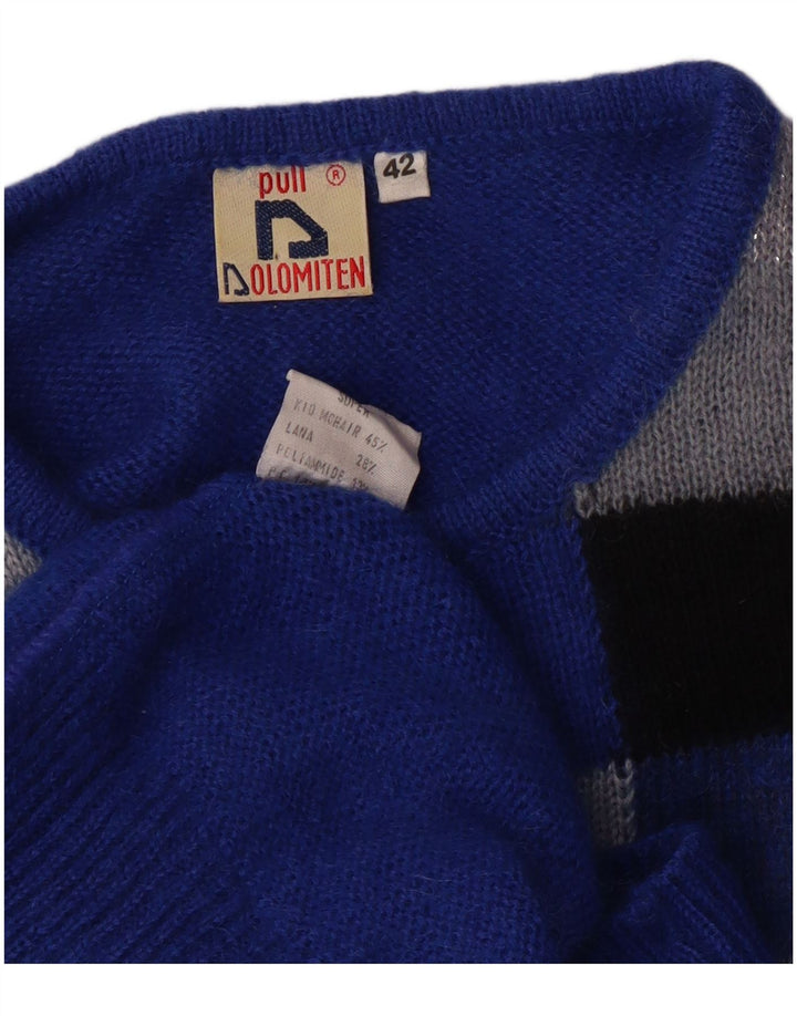 Suéter feminino Dolomiten com gola canoa IT 42 médio azul xadrez mohair