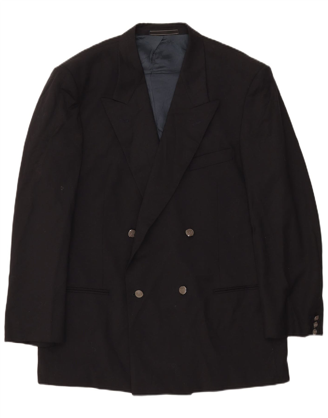 Jaqueta blazer masculina vintage com peito duplo IT 54 2XL lã preta