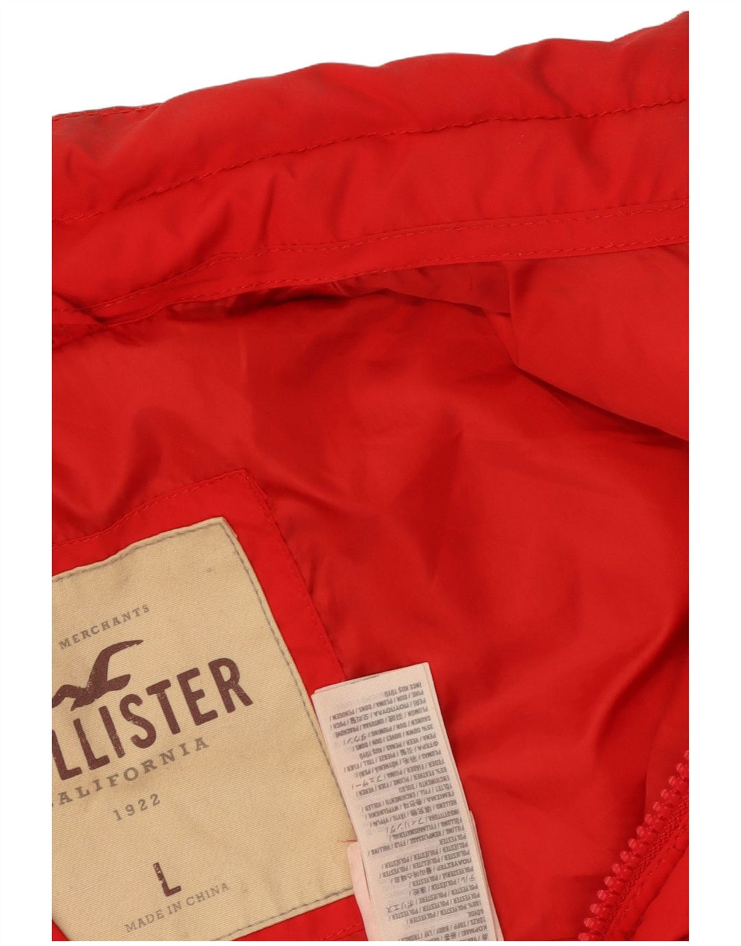 Colete acolchoado masculino Hollister UK 40 grande poliéster vermelho