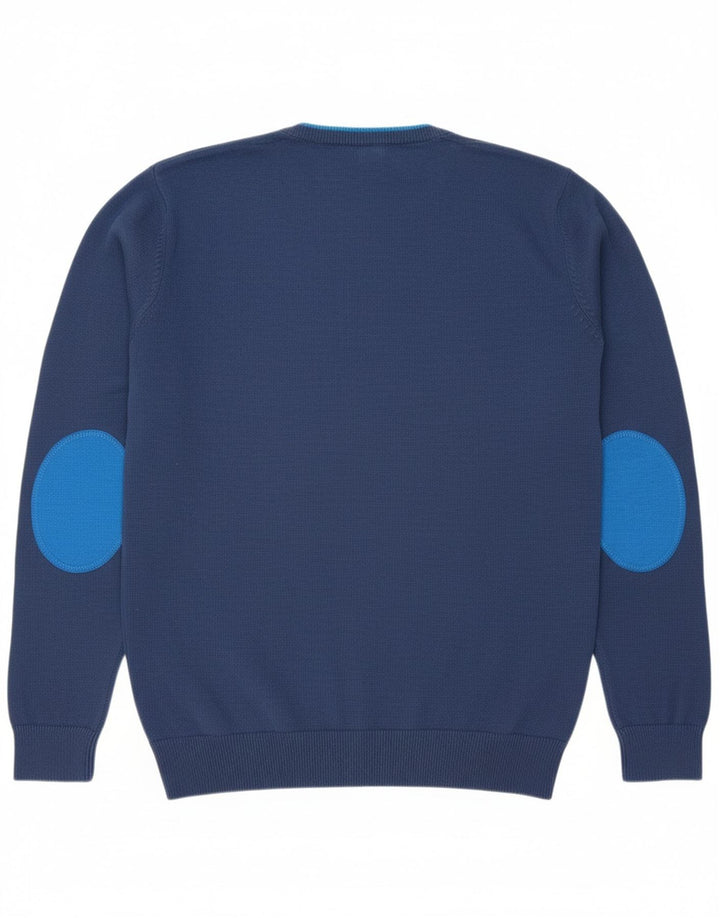ASSN POLO DOS EUA. Suéter masculino slim fit com decote em V grande algodão azul