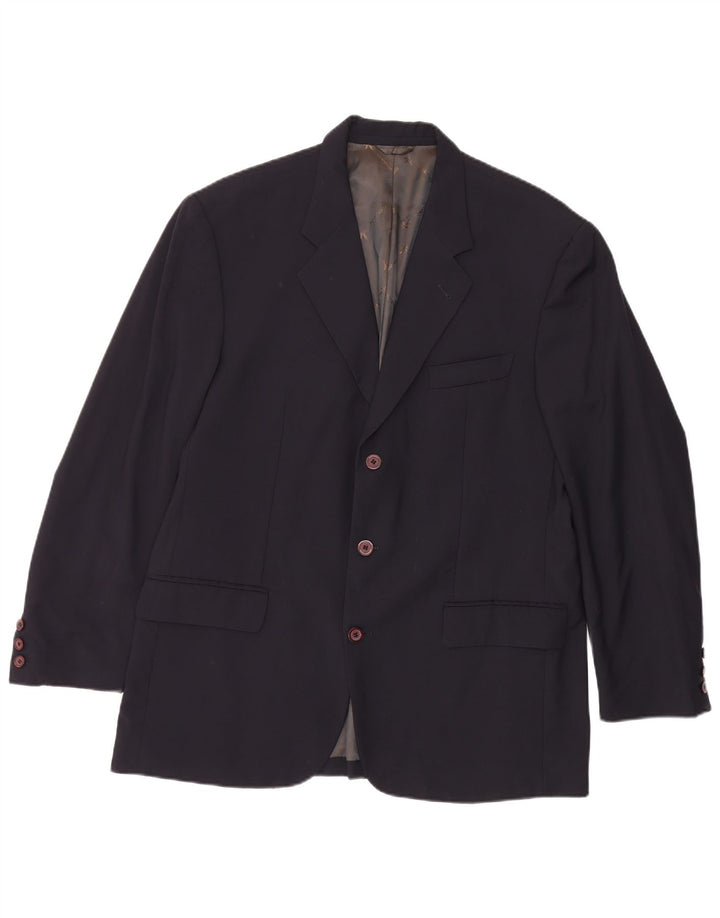 Jaqueta blazer feminina de 3 botões Brooksfield IT 54 2XL lã azul marinho