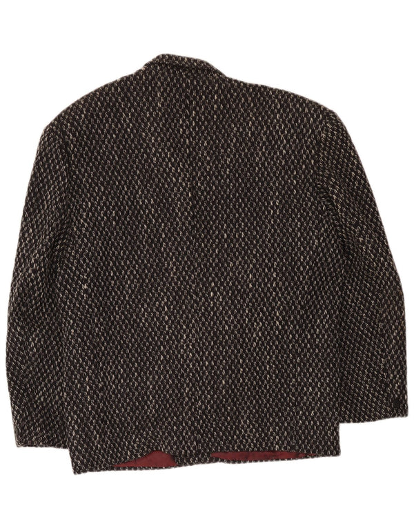 Jaqueta blazer masculina de 1 botão Manhattan UK 40 grande lã xadrez preta