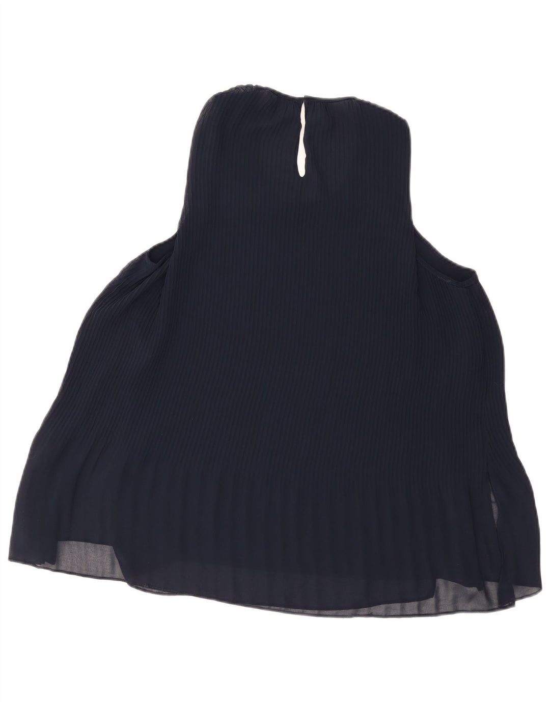 Blusa feminina sem mangas Zara Top UK 10 pequeno azul marinho