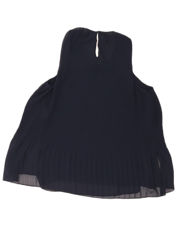 Blusa feminina sem mangas Zara Top UK 10 pequeno azul marinho