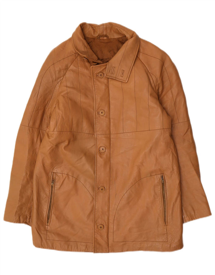 Jaqueta de couro masculina vintage IT 48 marrom médio