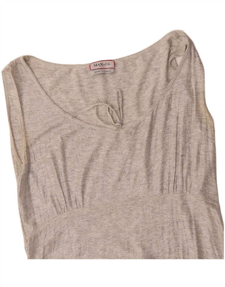 Blusa feminina sem mangas Max & Co. Reino Unido 8 pequena cinza manchada