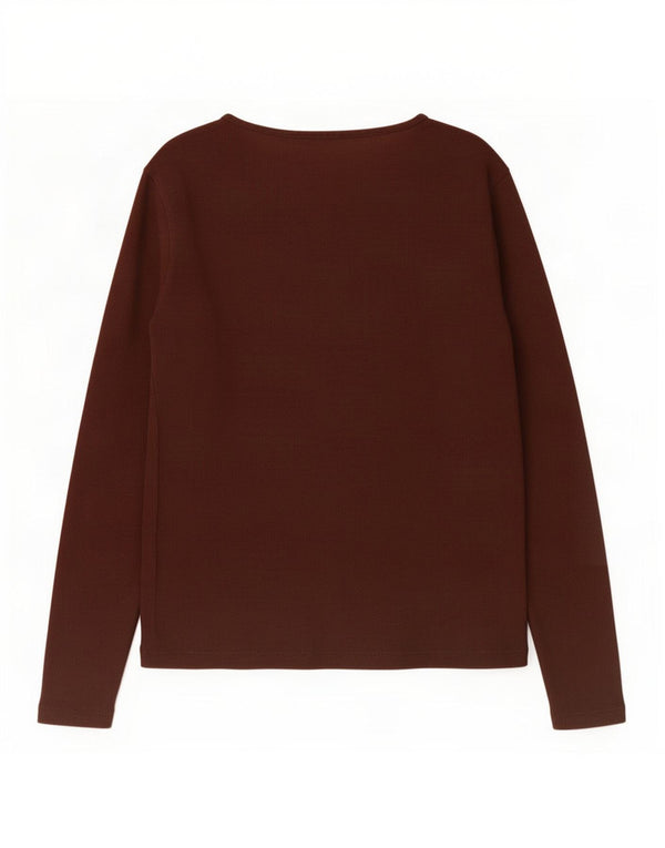 Top feminino Zara manga comprida UK 14 grande algodão marrom