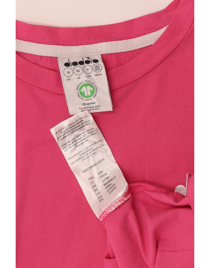 Camiseta feminina DIADORA UK 14 algodão listrado rosa médio