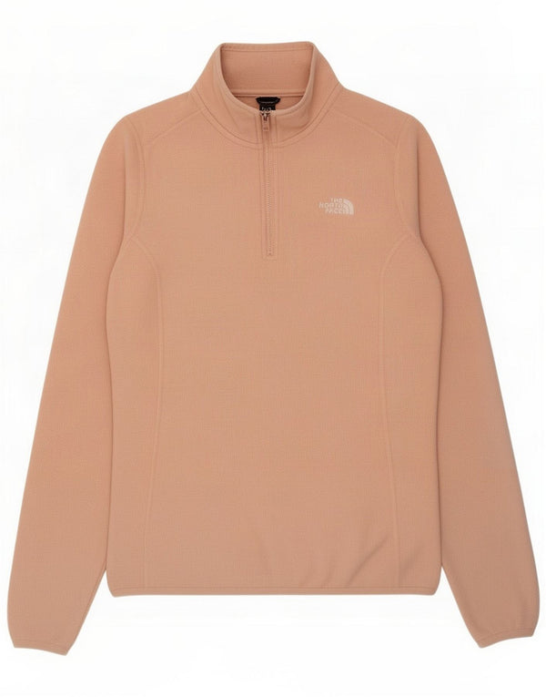 The North Face Womens Zip Neck Fleece Jumper UK 10 Small Pink Polyester